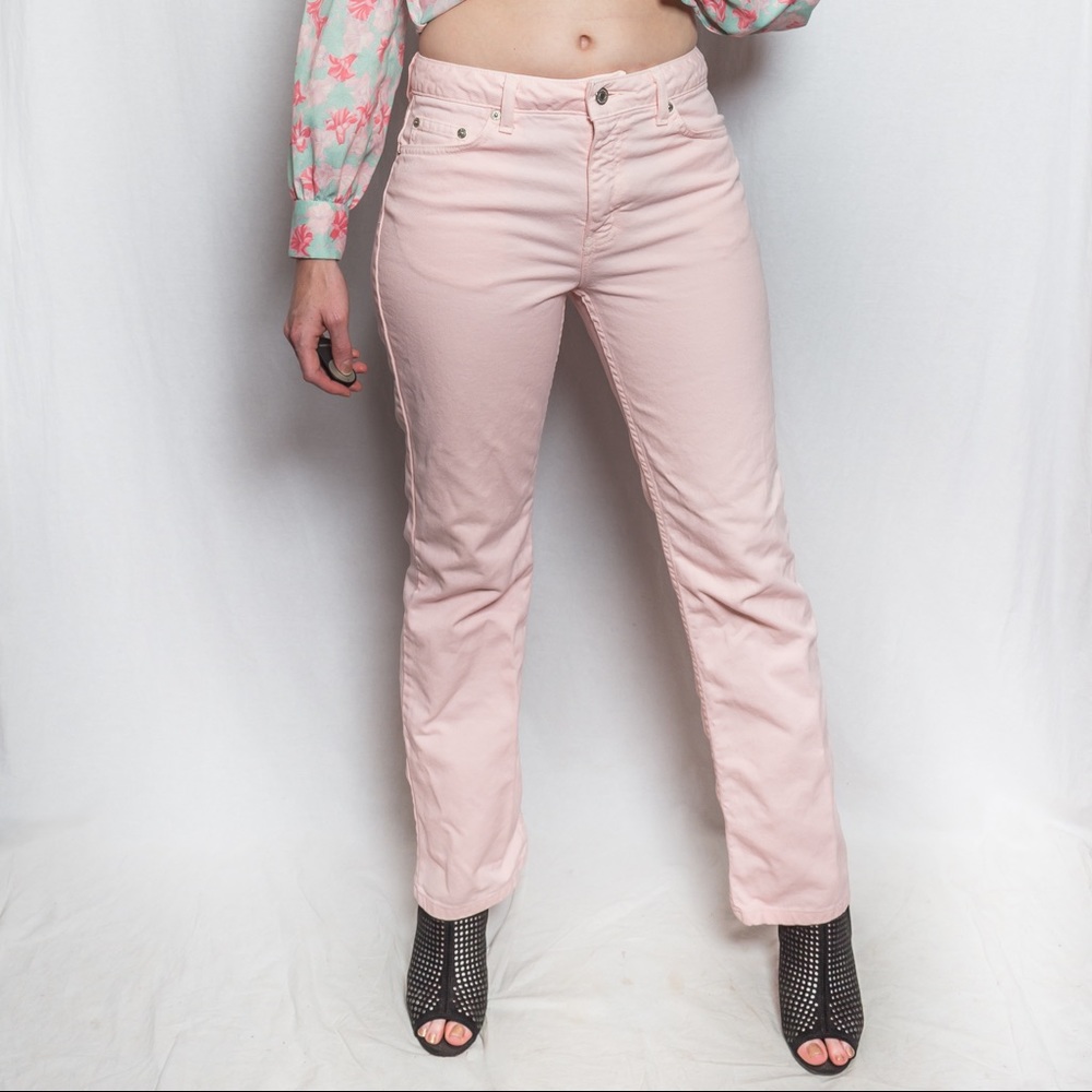 Light Pink Mid-Rise Wide Leg Jeans by London Jean. Size 6